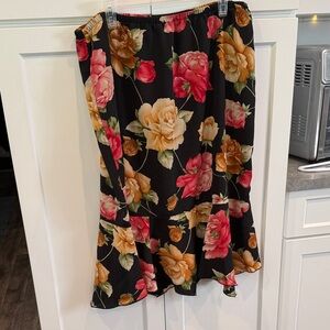Vintage Delta Burke Black Skirt with Floral Design